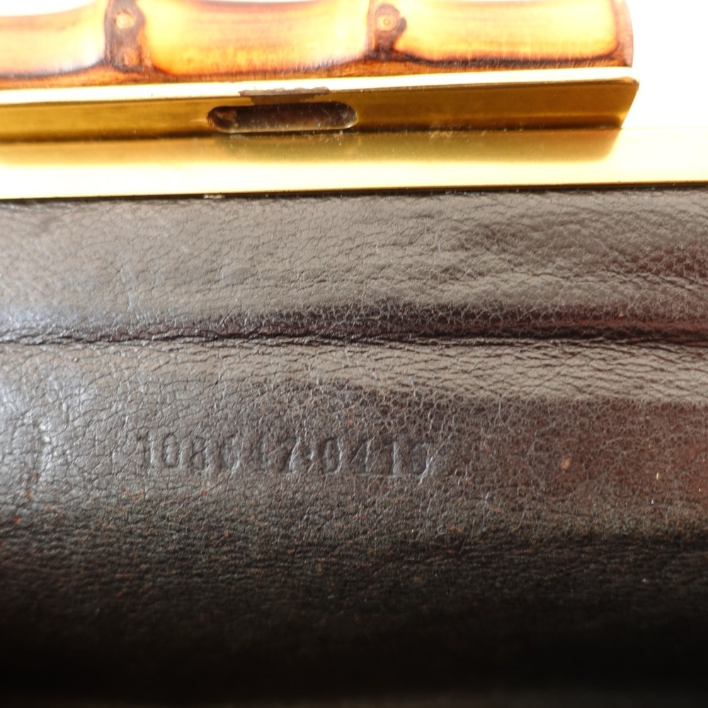 Vintage GUCCI Coin Purse Tan Bamboo Clasp Italian Pebbled Leather Wallet Pouch - Picture 8 of 14